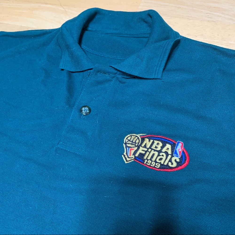 1999 NBA Finals sz L or XL Dark Green Polo Shirt Knicks Pacers Spurs